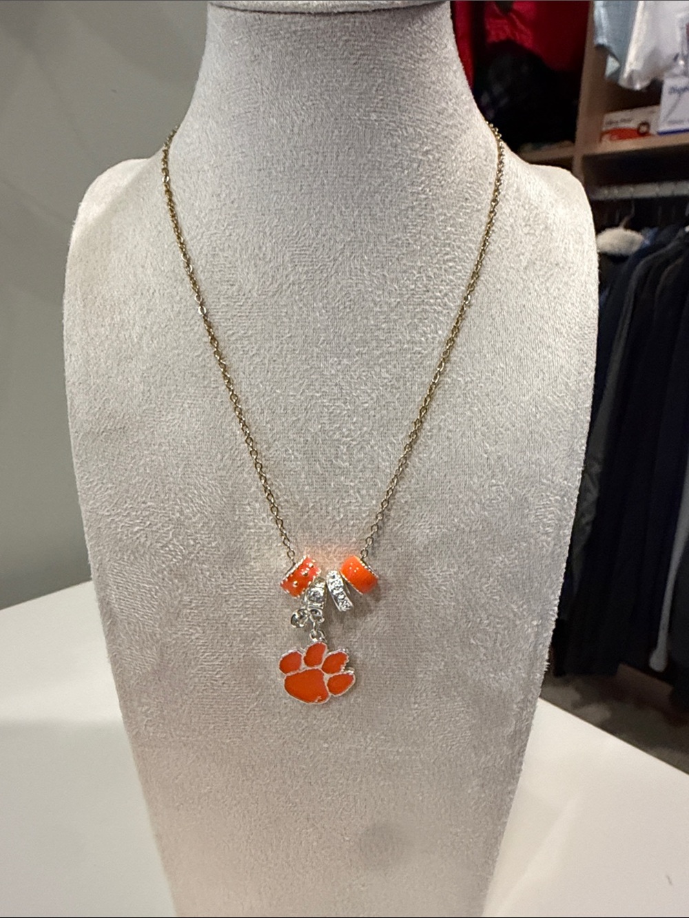 Clemson mixed metal necklace